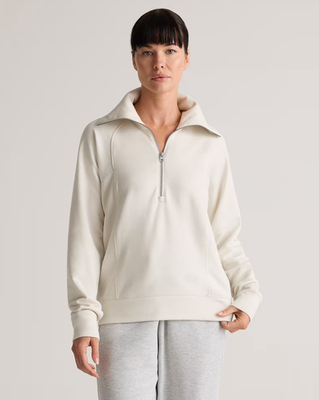 #ad Quince NWT SuperSoft Fleece Half Zip in Off White Size Medium $30.00