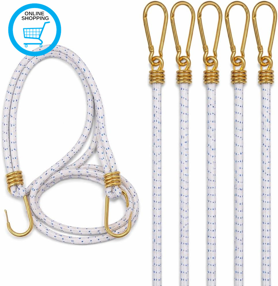Heavy Duty Bungee Cords with Carabiner Clips | 70” Long Elastic Straps for Tarps