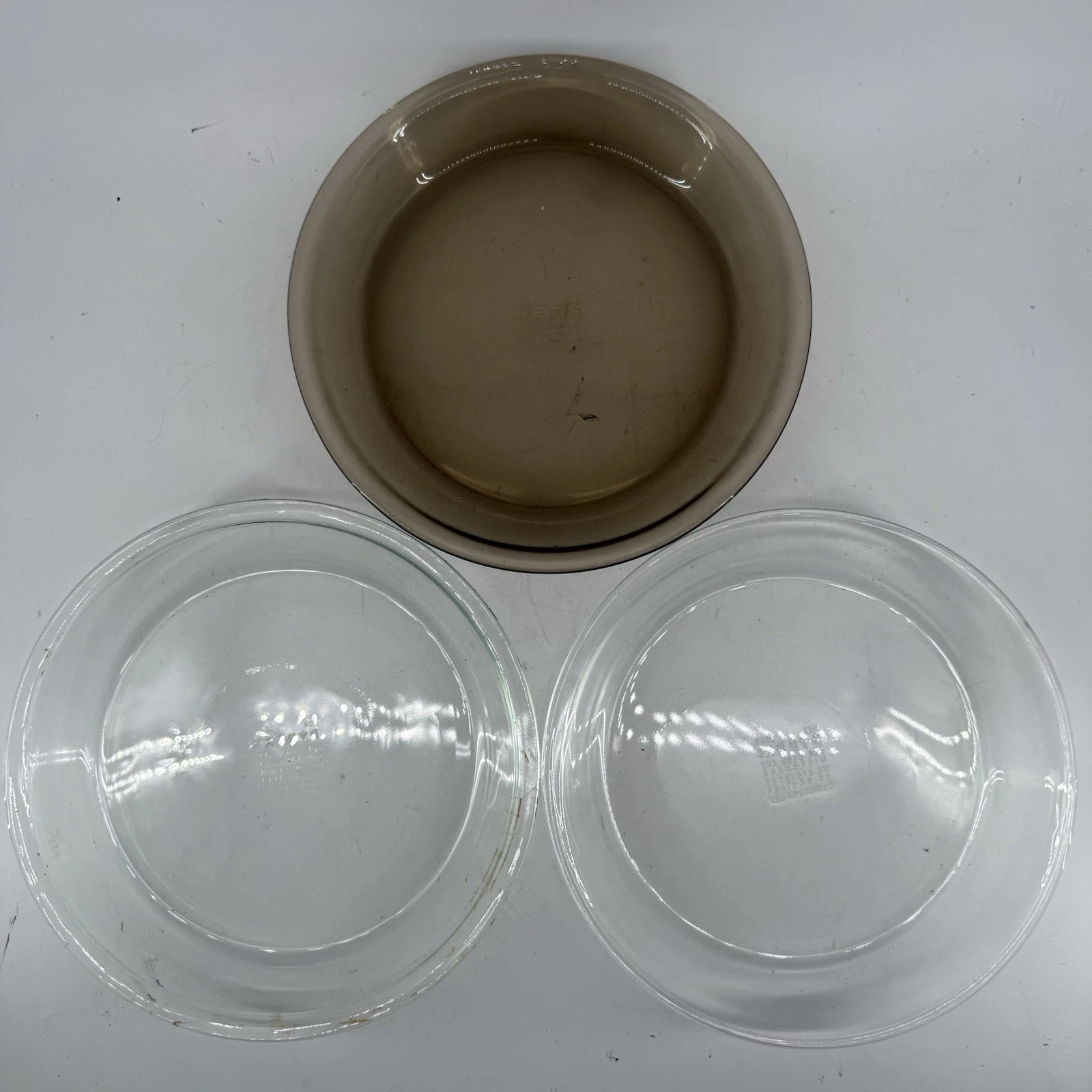 Vintage Pyrex 209 Round Glass Pie Plate Baking Dish 9" - SET OF 3