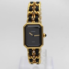 CHANEL Premiere Gold Plated Black Dial Quartz Ladies Watch H0001
