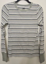 So Goods For Life Womens Green Long Sleeve Striped Large