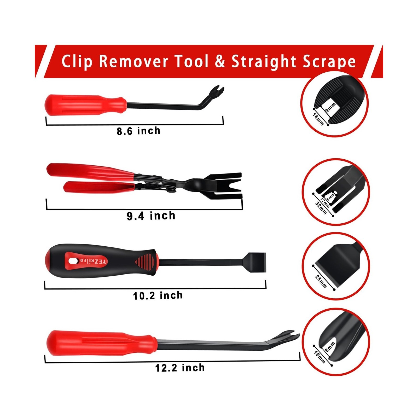 17 Pcs Mechanic Hook Pick Tool Set and Auto Trim Removal Tool Kit with Auto C...