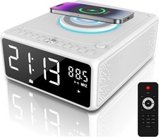 Elegant CD Player Alarm Clock Radio W/ Wireless Charging Station FM Radio No AM