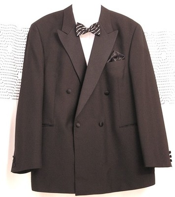 C&A Germany Men Tuxedo Classic-Fit Stretch Suit black, Bow tie Pocket square 46L
