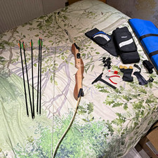 Ragim Wildcat Youth Recurve Bow Set Brown with Arrows, Midas Quiver & Case