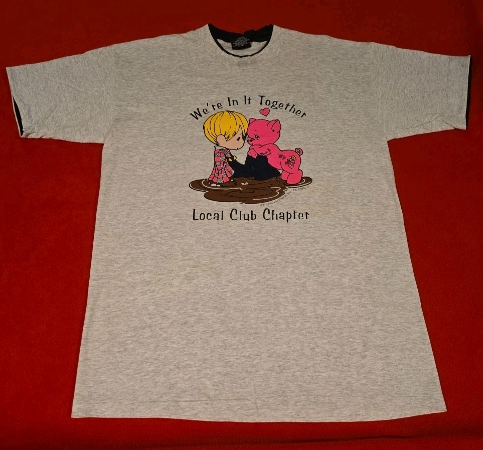 Vtg 90's Precious Moments T Shirt Size L Single Stitch We're In It Together
