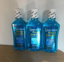 Lot of 3 New Sealed Lavoris Fresh Breath MouthWash Fresh Peppermint 16.9oz