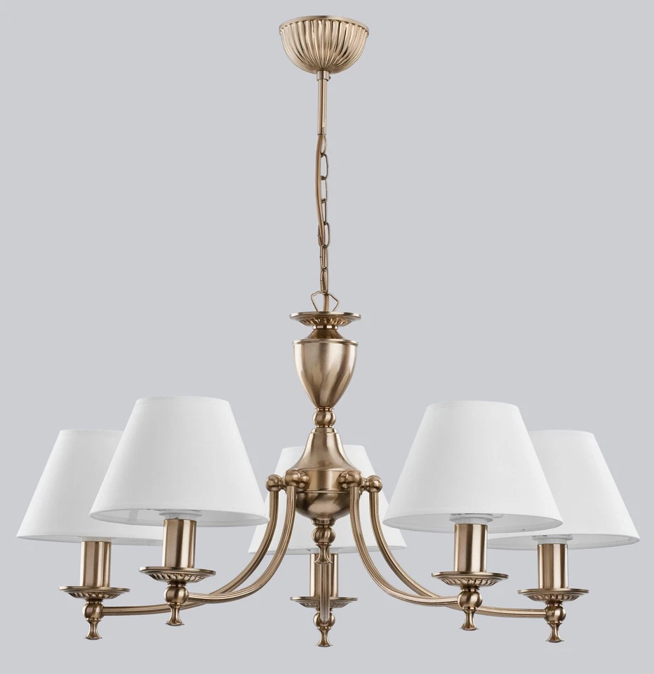 Kronleuchter Stoff Metall B: 48,8 cm H: max. 66 cm 5x E14 Hängelampe Esstisch - Bild 2 von 2