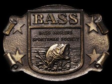 JH25142 VINTAGE 1970s BASS ANGLERS SPORTSMAN SOCIETY BELT BUCKLE