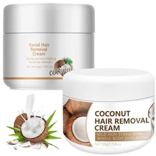 Facial Depilatory Cream and Body Hair Removal Cream for Women, Coconut Remover f