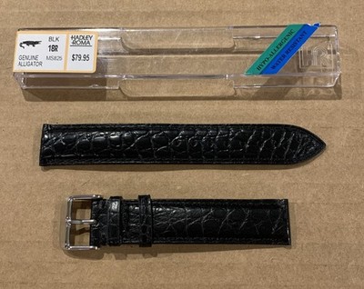 Hadley Roma Mens Genuine Matte Alligator Watch Band Strap Regular Length - Black