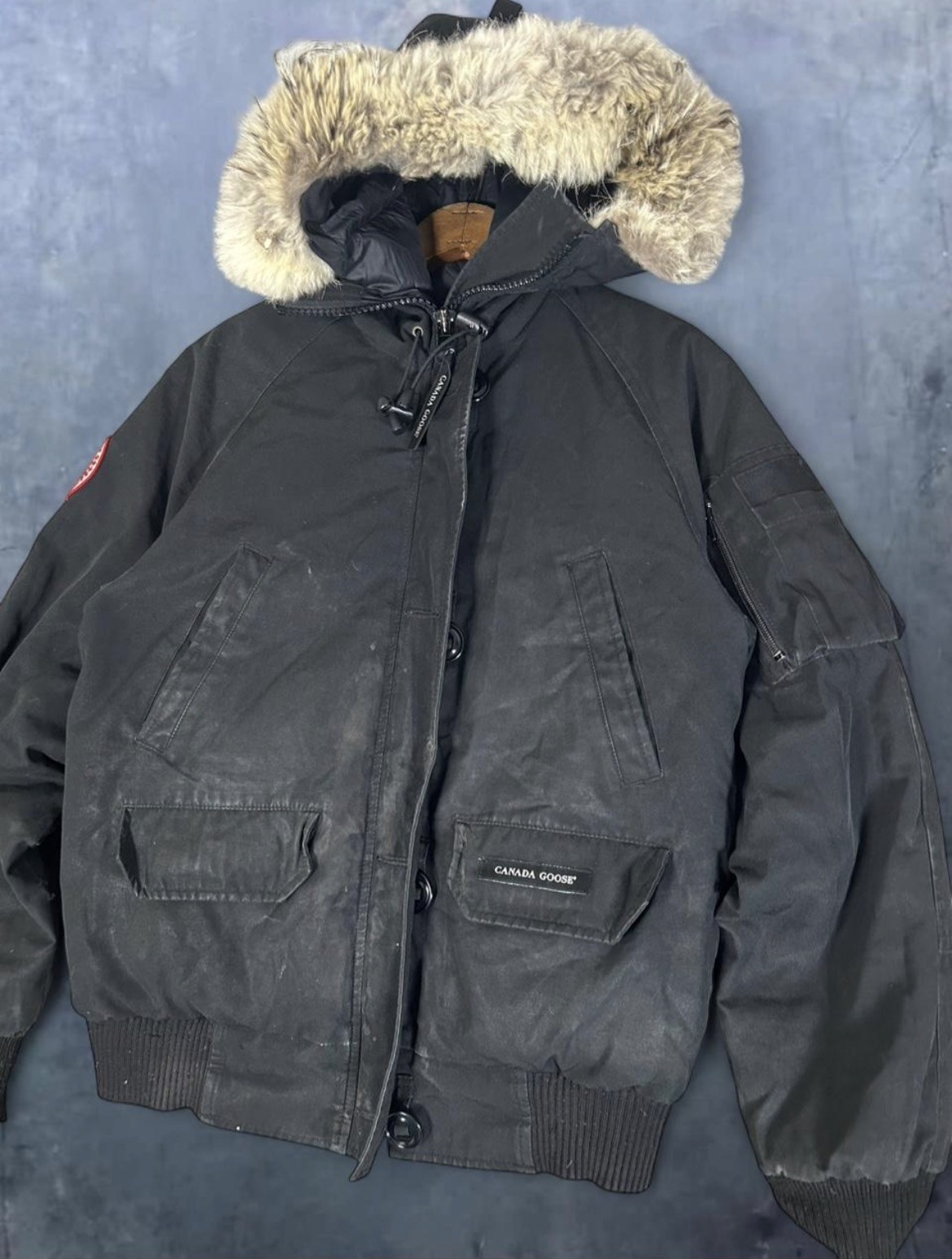 Authentic Men's CANADA GOOSE Chilliwack Black Down Puffer Bomber Jacket Size S image 2