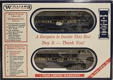 Williams O Gauge Baltimore & Ohio EMD F7 A/A  PWRD/UNPWRD Locomotive Set 941450