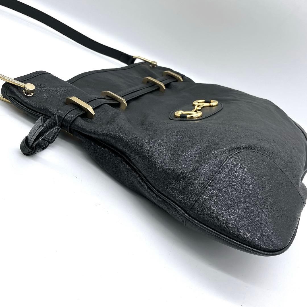 GUCCI Horsebit 1955 Drawstring Shoulder Bag Black — image 4