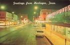 Postcard Harlingen, Texas: Main Street, Coca Cola Sign, Night Scene | Vintage