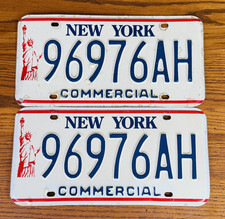 VTG NY COMMERCIAL LICENSE PLATE TAG PAIR SET NEW YORK STATUE OF LIBERTY 1986 69