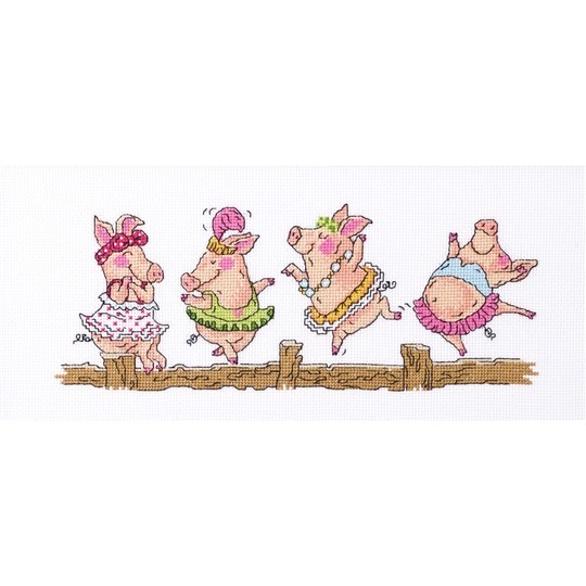 Permin Cross Stitch Kit - Dancing Pigs