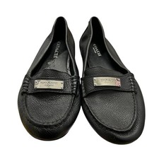 Coach Fredrica loafers black pebbled leather horse Bit buckle logo classic SZ 6B