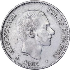 Philippinen, Alfonso XII, 50 Centimos, 1885, Manila, Silber, SS+
