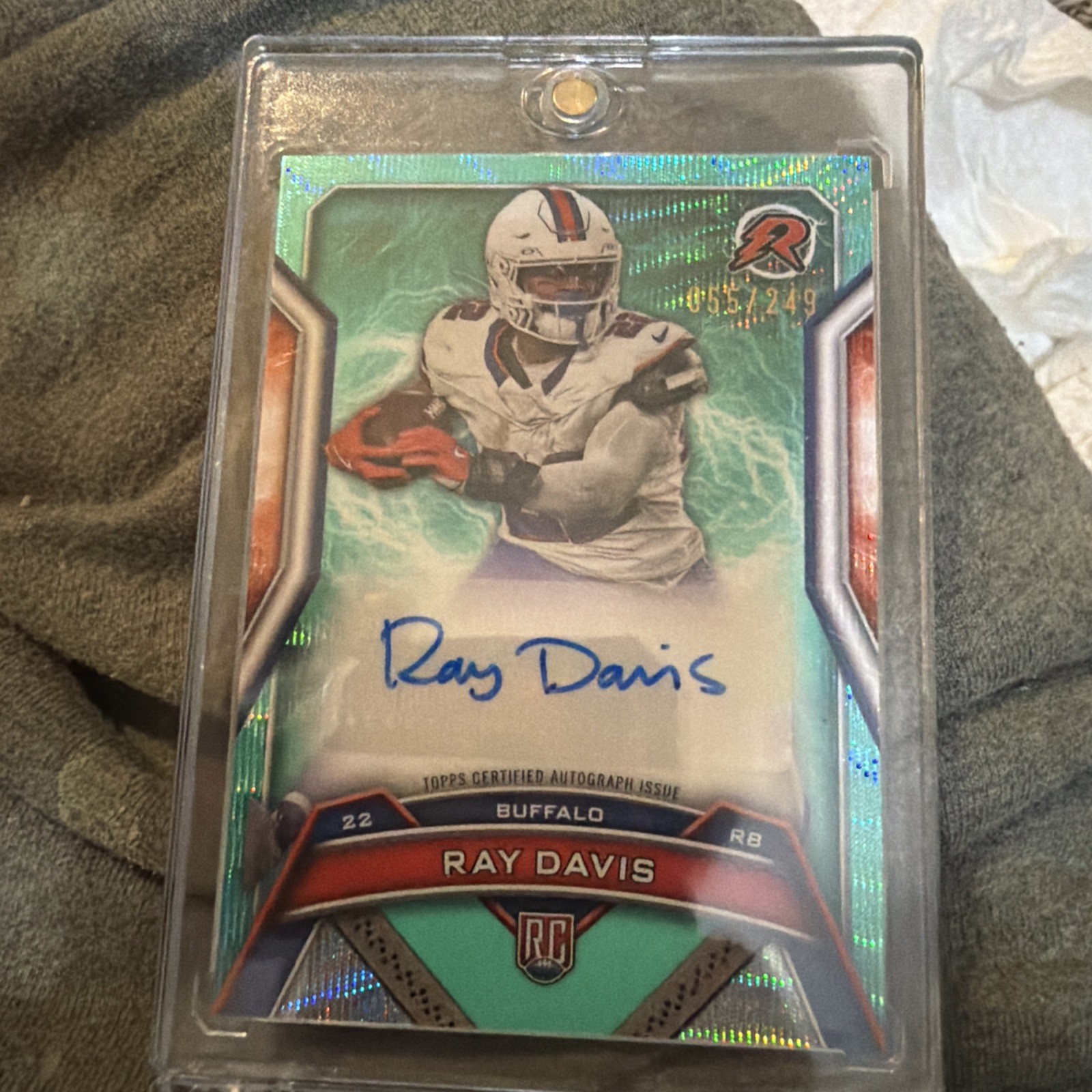 24 Topps Resurgence Rookie Signatures Ray Davis Aqua Surge Refractor  55/249