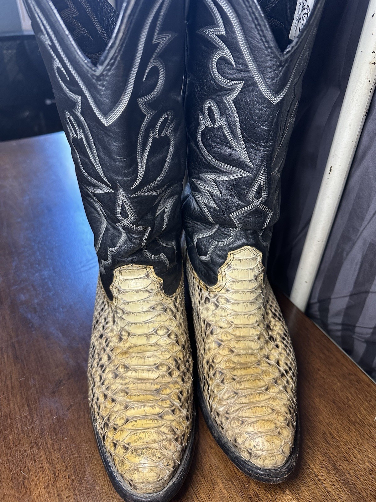 Vintage Larry Mahan Cowboy Boots Python Snakeskin… - image 13
