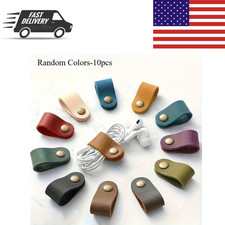 10PCS Faux Leather Cable Ties Cord Organizer for USB Earphone Charger Wires