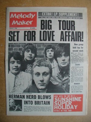 Melody Maker. February 3, 1968. Love Affair, Captain Beefheart, Amen Corner etc
