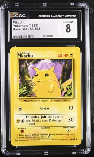 CGC 8 Pikachu 1999 Base Set 58/102 Pokemon Card