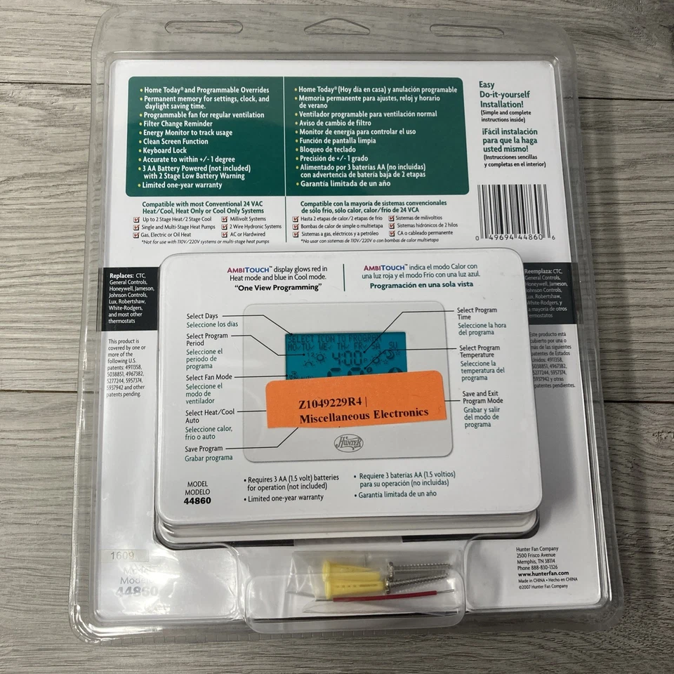 Hunter 44860 Universal Thermostat Programmable Touchscreen 7 Day NEW SEALED - Image 2 of 4