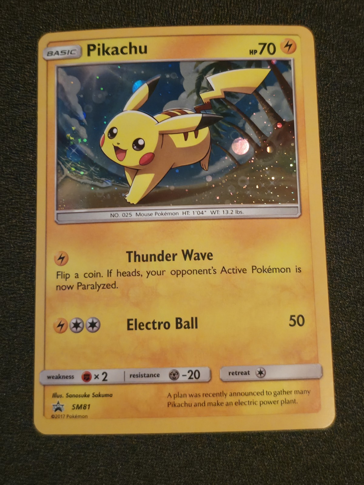 Pokémon Pikachu TCG SM81 Sun & Moon Promo Holo Card NM