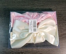 Silky Satin Big Hair Bow Hair Clips 1 Pink  1 Off White 2 Pack 