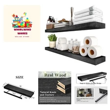 Set of 2 Rustic Natural Wood Floating Shelves for Elegant Wall Decor, 36”