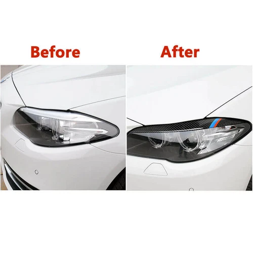 Carbon Fiber Headlight Eyebrow Eyelid M Sport Cover Trim For BMW 5 Series F10 - Picture 3 of 9