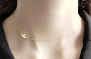Authentic Women / Girl Gold Plated 925 Sterling Silver Bird Choker Chain Necklace 12-15"