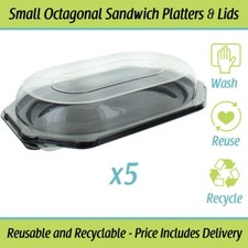 Small Octagonal Sandwich Platters Buffet Party Platter 5 Trays with Lids