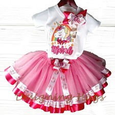 Outfit Birthday Girl Unicorn Tutu Extra Fluffy Personalized Glitter Shirt 3 Pcs