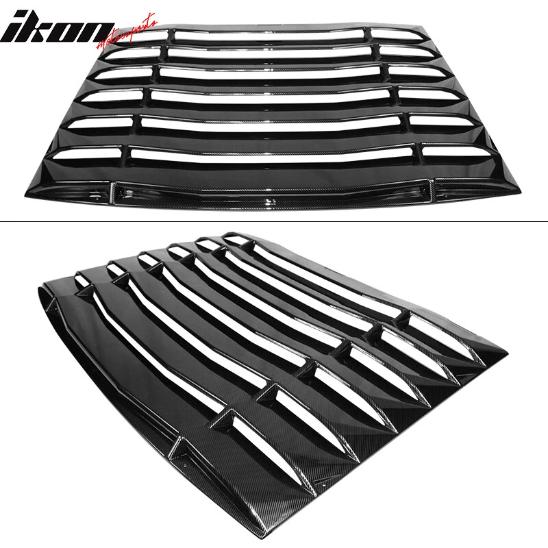 Fits 05-14 Ford Mustang Carbon Fiber Print Rear Window Louvers Vent IKON Style Foto 3 de 4