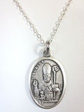 Ladies St Blaise Medal Italy Pendant Necklace 20" Chain Gift Box  Prayer Card
