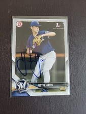 2018 Bowman Draft Baseball Justin Jarvis 1st RC Rookie Card Signed IP Auto MLB