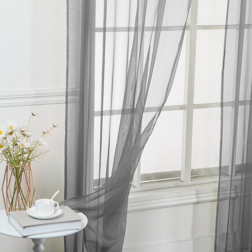 Set of (Two) 2 Sheer Curtain Panels - Window Panels in Many Sizes and Colors - Picture 5 of 109