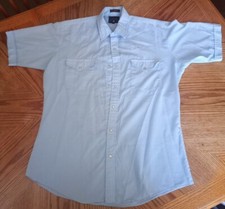 Rock Creek Ranch Mens Blue Short Sleeve Western Fit Pearl Snap Shirt Size 16