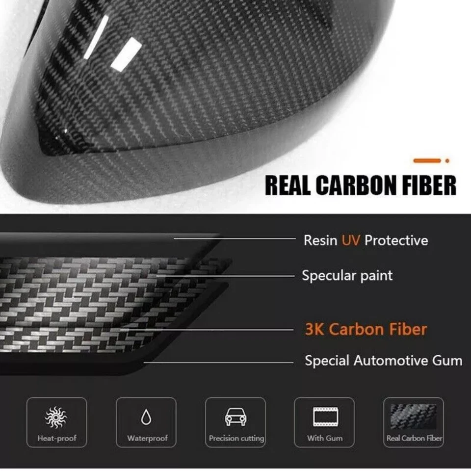 Tapa de cubierta de espejo retrovisor lateral de coche de fibra de carbono para AUDI Q7 SQ7 Q5 SQ5 2016-2022 reemplazar Foto 4 de 4