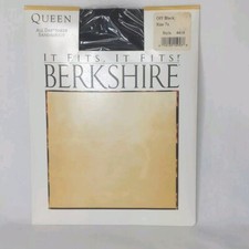 Vintage Berkshire Pantyhose Plus Size Queen 7X Off Black Nylon Sandalfoot