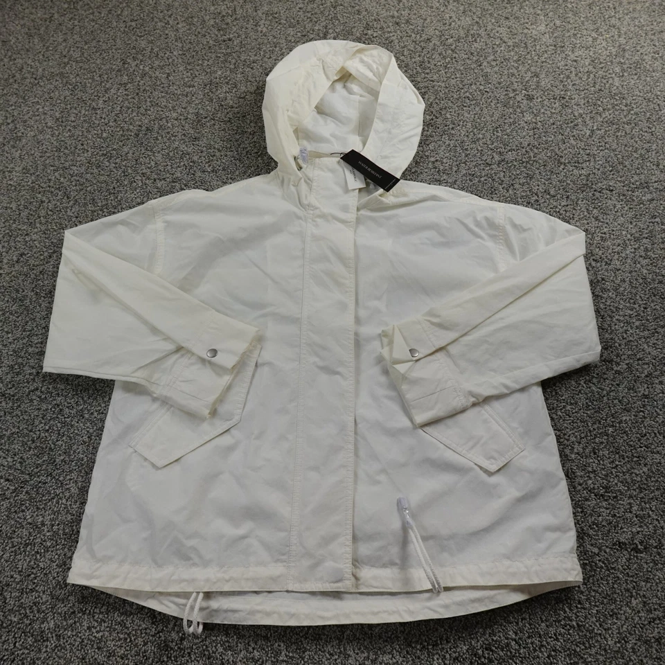 NUEVA Chaqueta Banana Republic Mujer M Blanca Resistente al Agua Cortavientos Abrigo de Lluvia Foto 3 de 4