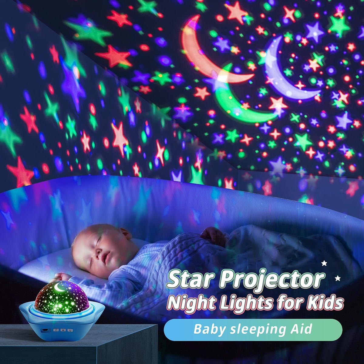 Plug In Baby Night Light Projector Night Lights For Kids Room With