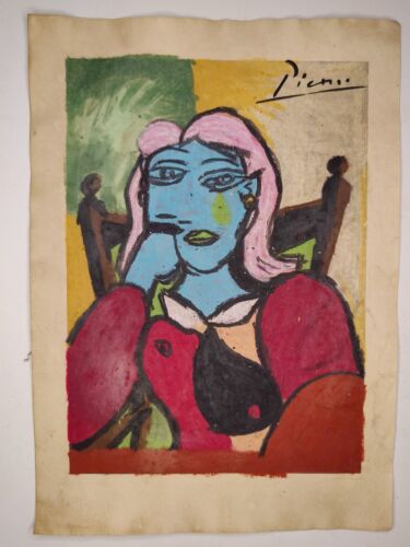 Pablo Picasso Painting Drawing Vintage Sketch Paper Signed Stamped - Picture 1 of 2