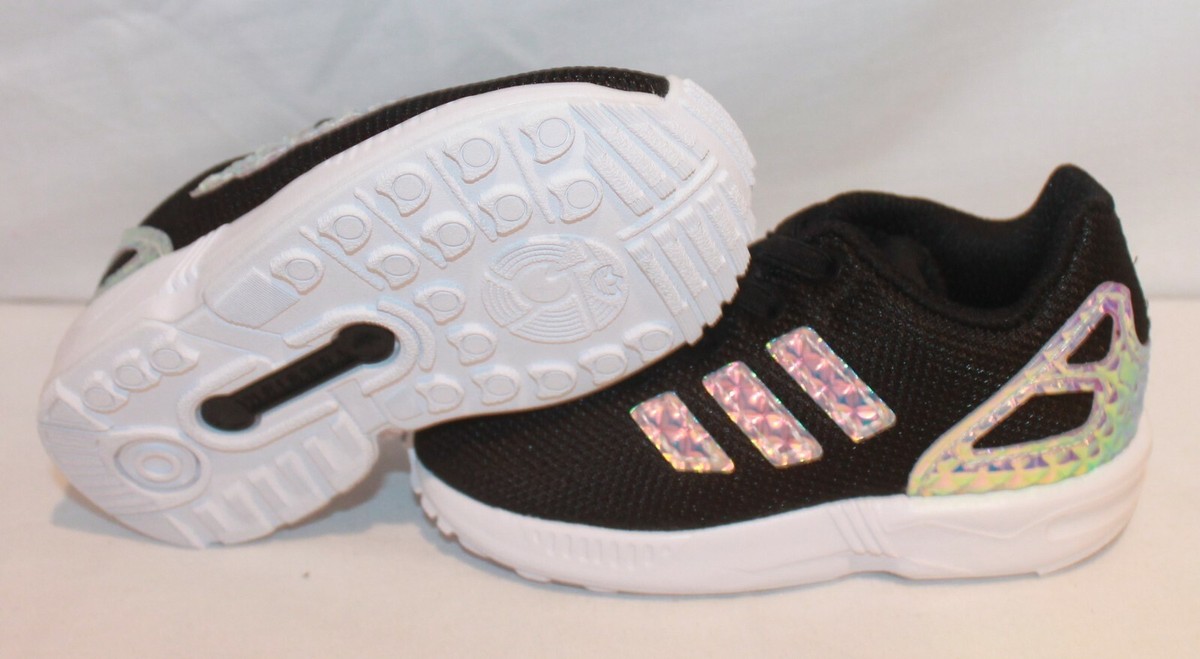 INFANTS ADIDAS ZX FLUX BLACK SILVER TRAINER CG3594 | eBay