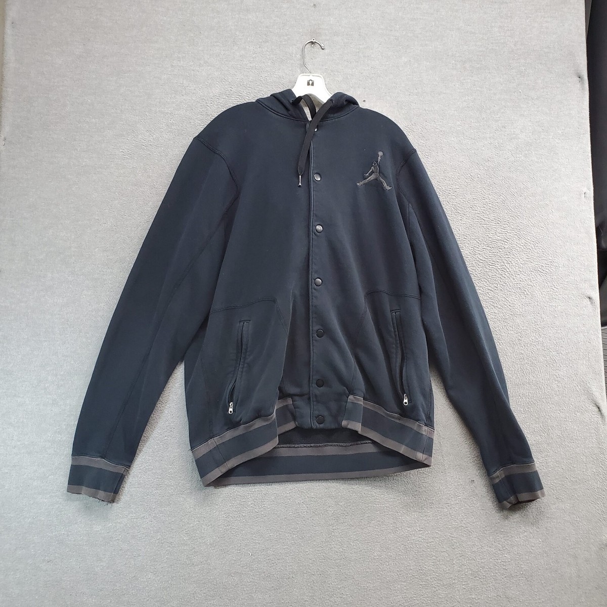 Air Jordan Men Jacket XL Black Varsity Hoodie Logo Jumpman