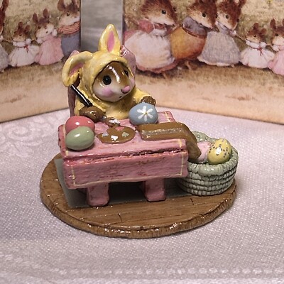 Wee Forest Folk M-175 Mousey's Egg Factory Yellow Suit Pink Table