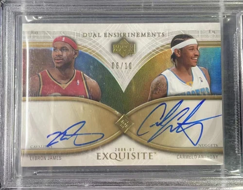 2006-07 Upperdeck Exquisite Dual Enshrinement Auto Lebron James Carmelo Anthony